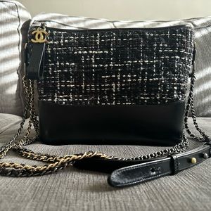 Chanel Gabrielle Hobo Quilted Tweed And Calfskin Medium Bag